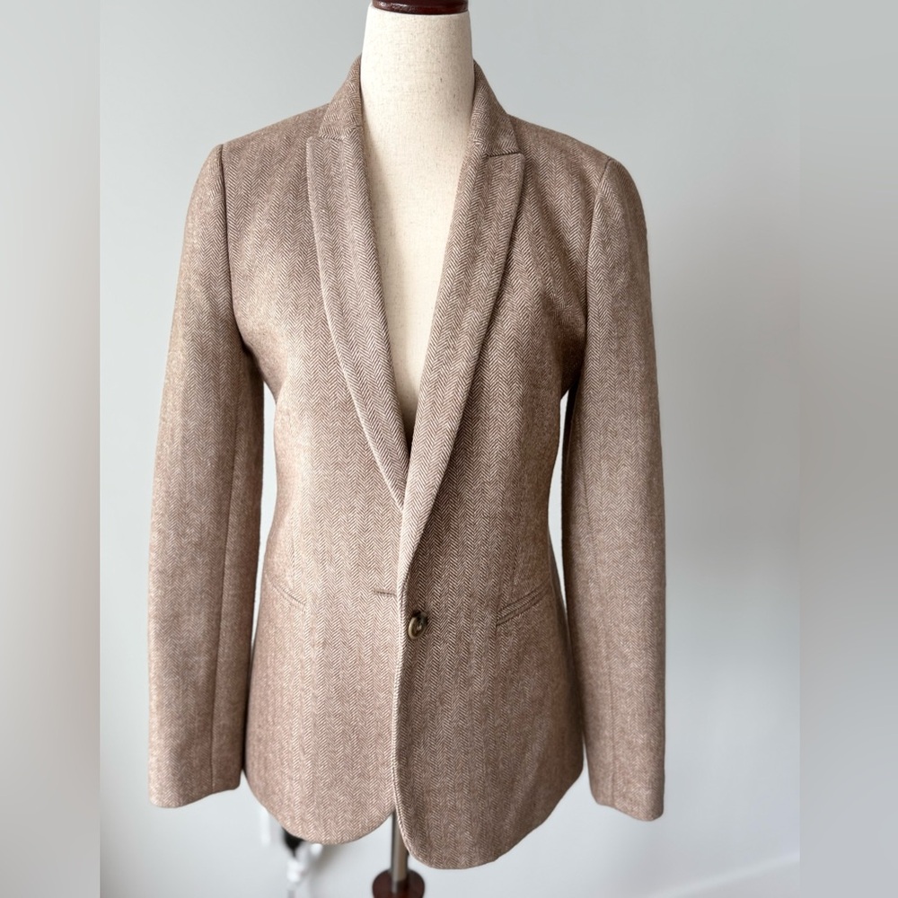 J-Crew tan herringbone Blazer